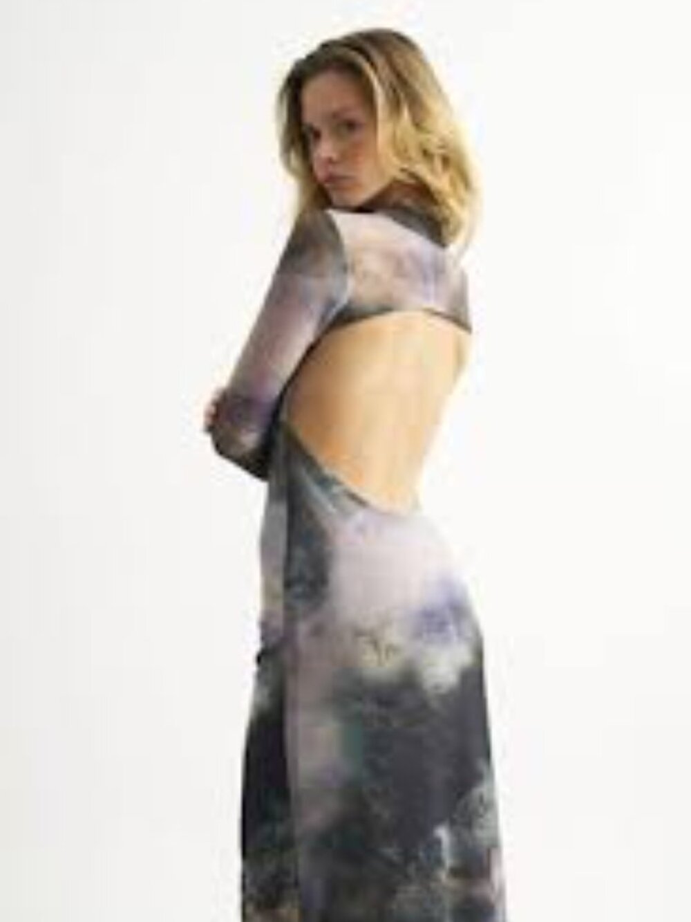 NWT. Fashion Nova Versailles Mesh Maxi Dress Landscape Print Open Back  2X Plus